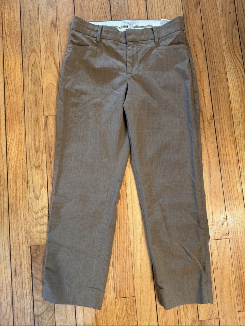 Banana Republic Pants Women's Wool Straight-Leg Tan Brown Trousers 0 Petite